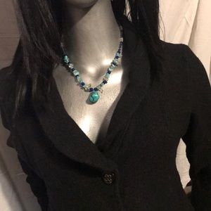 Turquoise beads clear beads glass beads necklace